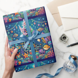 Underwater Octopus Band Wrapping Paper