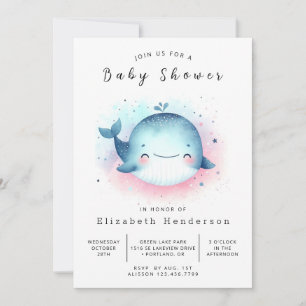 Underwater Online Whale Baby Shower Invitation