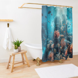 Underwater Paradise Vibrant Coral Reef & Sea Life Shower Curtain