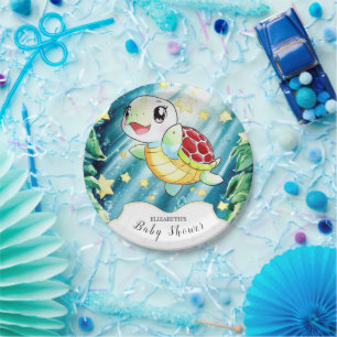 Underwater Pastel Turtle Baby Shower Paper Plates