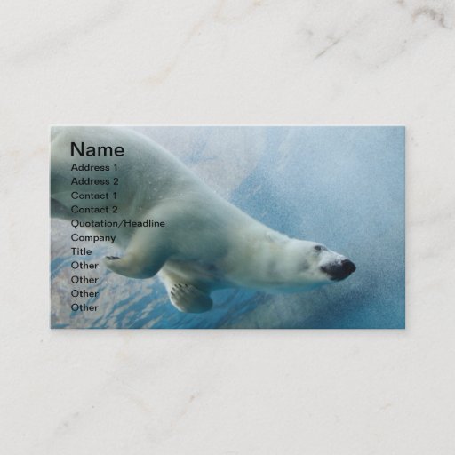 Customizable Underwater photo of a Polar Bear Business Card Templates