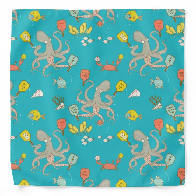 Underwater Pickleball turquoise Bandana (Front)