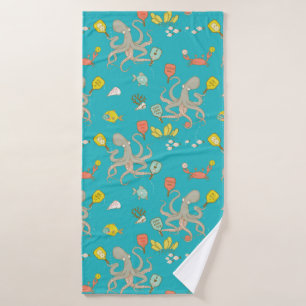 Underwater Pickleball turquoise Bath Towel