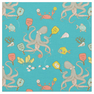 Underwater Pickleball turquoise Fabric
