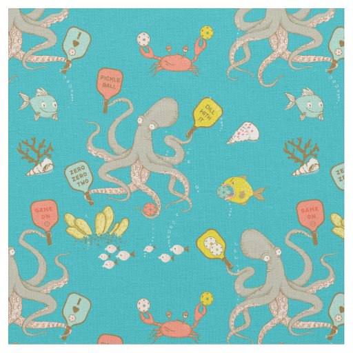 Underwater Pickleball turquoise Fabric