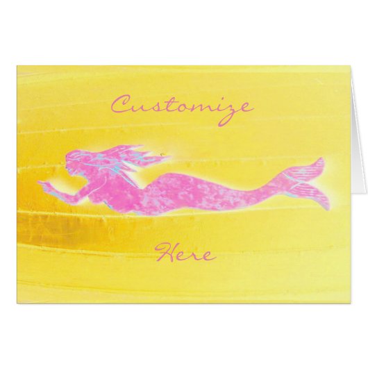 underwater pink mermaid notecard (Front Horizontal)