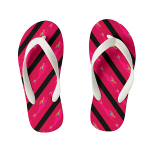 underwater pink mermaids striped kid's flip flops