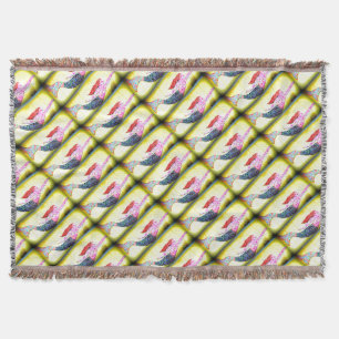 underwater pink mosaic mermaids swimming yellow throw blanket