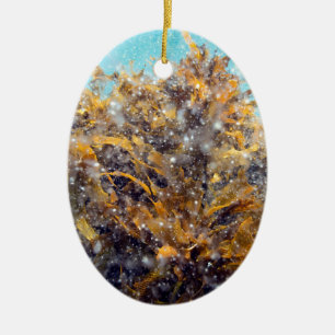 Underwater plankton soup and kelp ceramic ornament