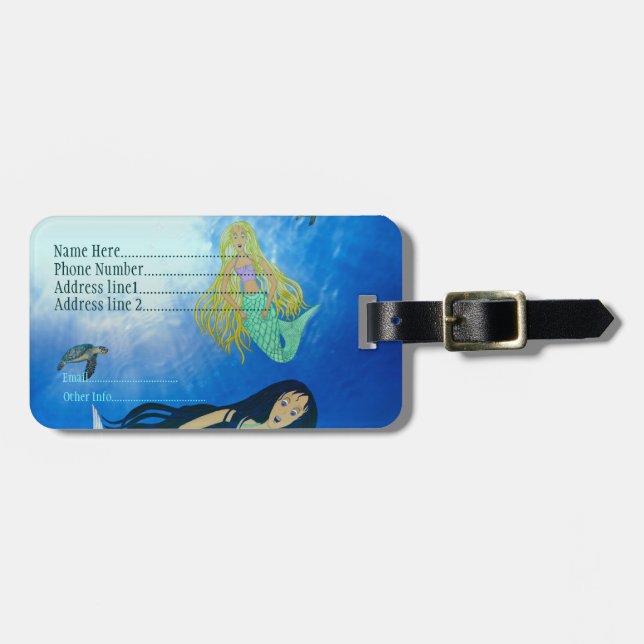 Underwater Play (Mermaid) Luggage Tag (Front Horizontal)