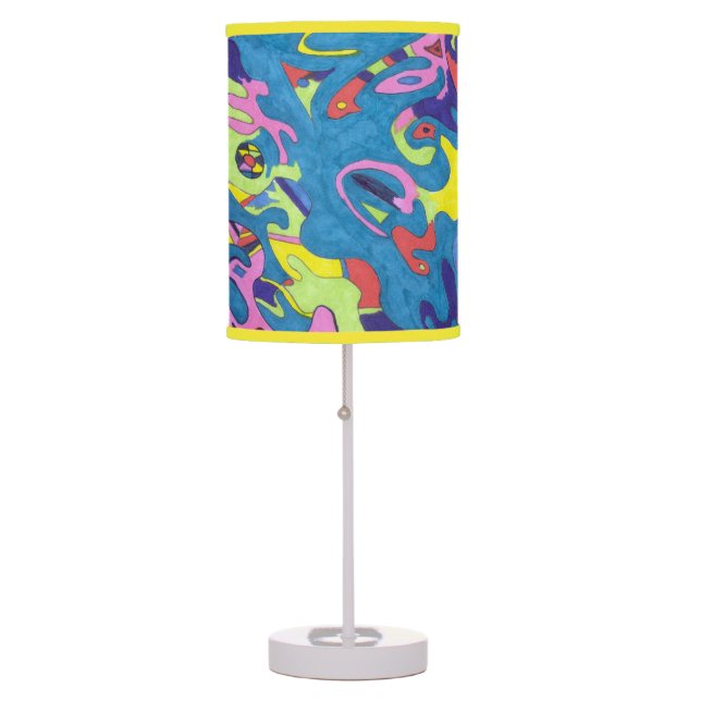 "Underwater Playground" Abstract Art Table Lamp (Front)