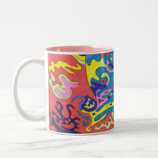 "Underwater Playground" Abstract Art Two-Tone Coffee Mug