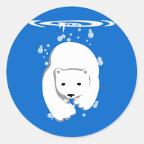 Underwater Polar Bear Classic Round Sticker