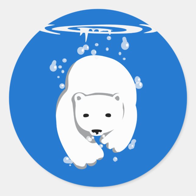 Underwater Polar Bear Classic Round Sticker (Front)