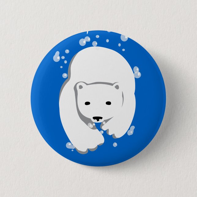 Underwater Polar Bear Pinback Button (Front)