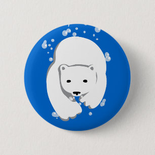 Underwater Polar Bear Pinback Button