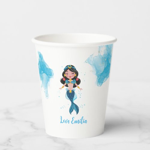 Underwater princess mermaid blue themed  paper cups
