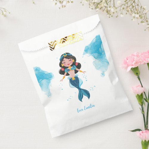 Underwater princess mermaid blue themed party sign favor bag