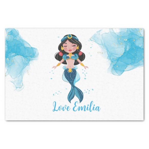 Underwater princess mermaid blue themed tissue paper
