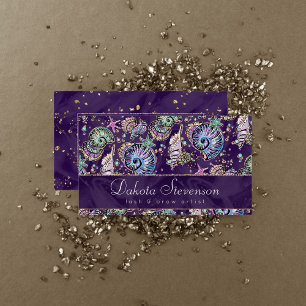 Underwater Purple Luxe Dark Pastel Gold Sea Life Business Card