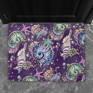 Underwater Purple Luxe Dark Pastel Gold Sea Life Doormat