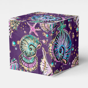 Underwater Purple Luxe Dark Pastel Gold Sea Life Favor Boxes