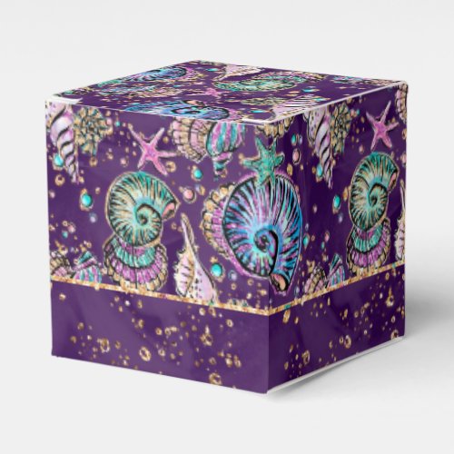 Underwater Purple Luxe  Dark Pastel Gold Sea Life Favor Boxes