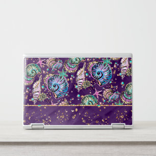 Underwater Purple Luxe Dark Pastel Gold Sea Life HP Laptop Skin