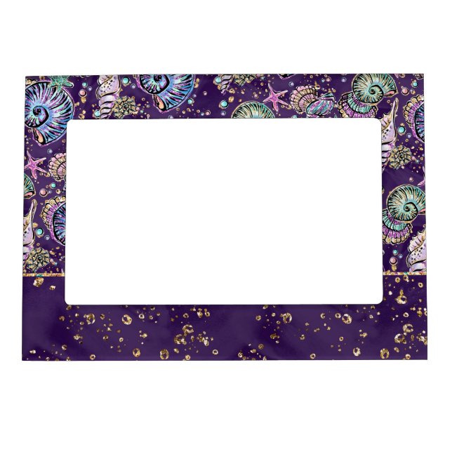 Underwater Purple Luxe | Dark Pastel Gold Sea Life Magnetic Frame (Front)