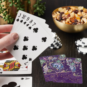 Underwater Purple Luxe   Dark Pastel Gold Sea Life Poker Cards
