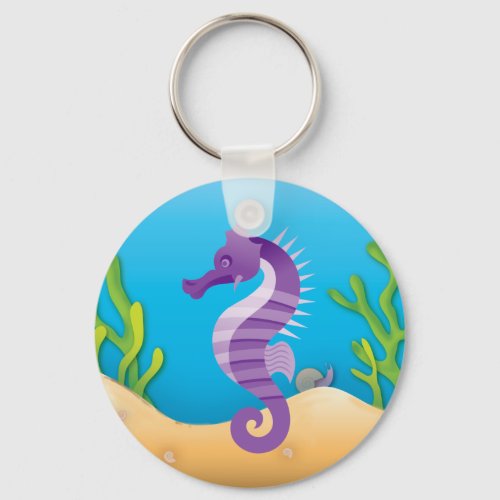 Underwater Purple Seahorse Keychain