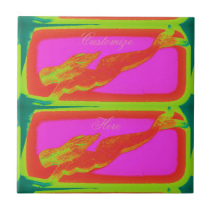 underwater red mermaids swimming ceramic tile