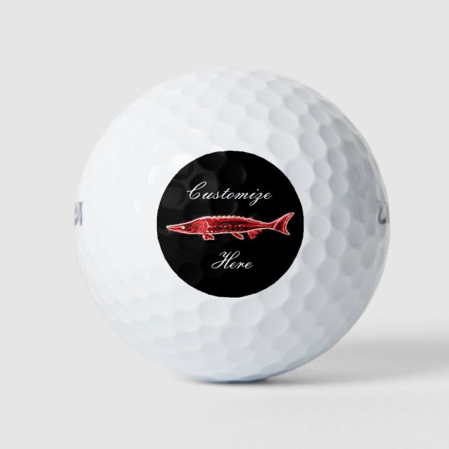 underwater red sturgeon black golf balls (Front)