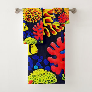 Underwater Reef Life Bright Design Bath Towel Set