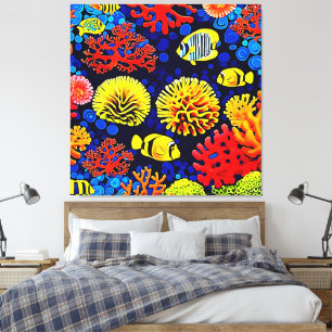 Underwater Reef Life Bright Design Canvas Print