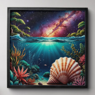 Underwater Reef Scene with Milky Way Peel And Stick Photo Tile