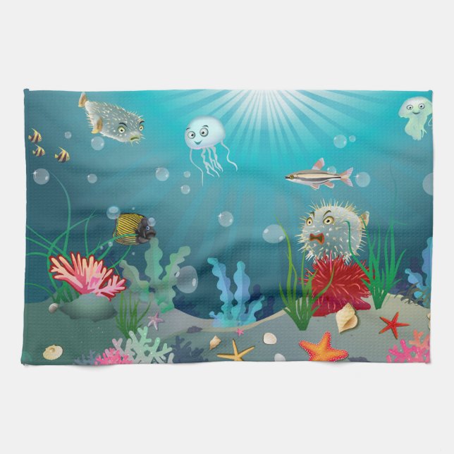 Underwater scene kitchen towel (Horizontal)