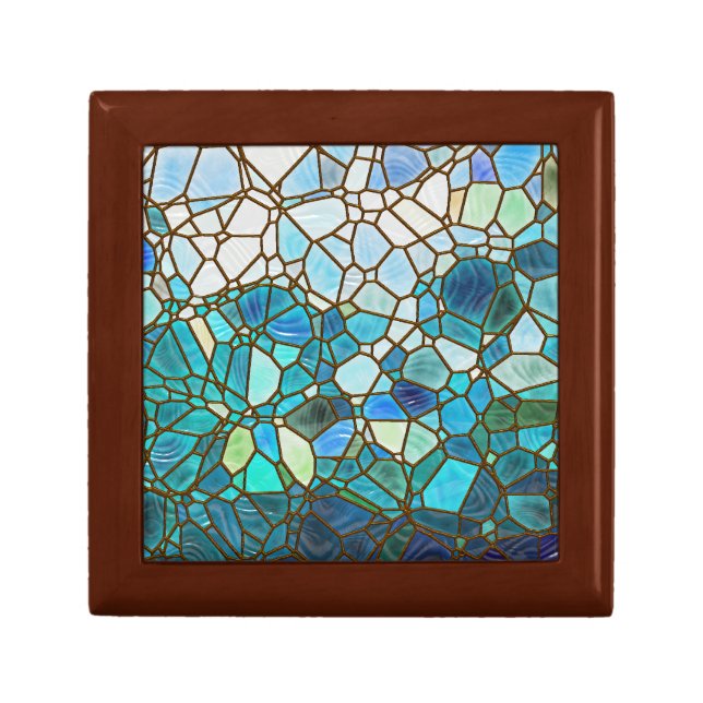 Underwater scene stained glass keepsake box (Front)