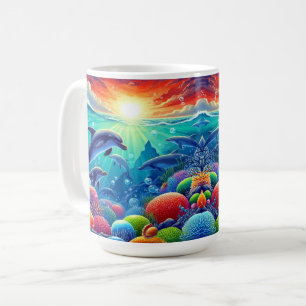 Underwater Scene With Dolphins Coffee Mug