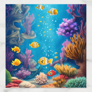 Underwater Scene with Funny Fish Envelope Liner