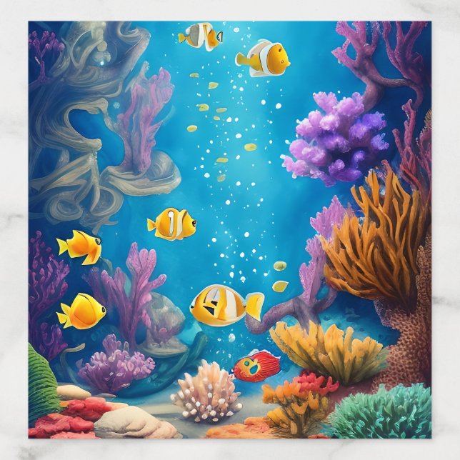 Underwater Scene with Funny Fish  Envelope Liner (Design)