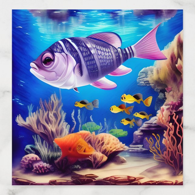 Underwater Scene with HyperRealistic Fish Envelope Liner (Design)