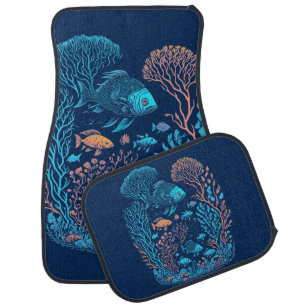 Underwater scenery  colorful fishes and coral reef car floor mat