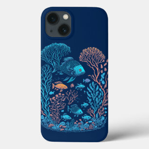 Underwater scenery colorful fishes and coral reef iPhone 13 case