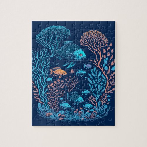 Underwater scenery  colorful fishes and coral reef jigsaw puzzle