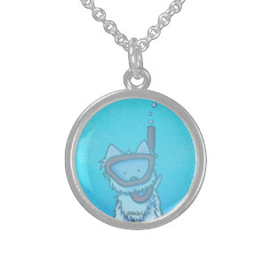 Underwater Scuba Westie Sterling Silver Necklace