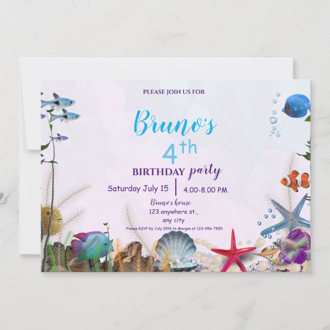 Underwater sea Birthday Invitation  (Front)