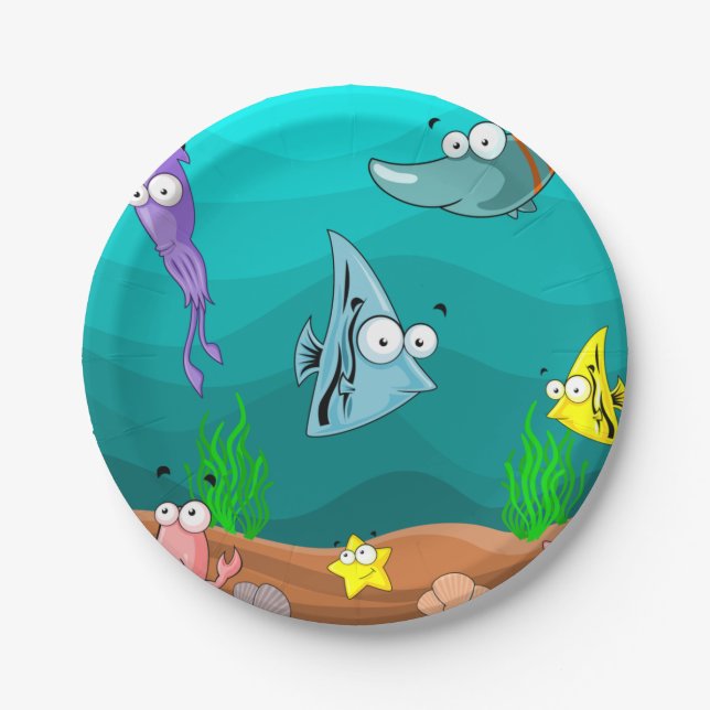 Underwater Sea Birthday Party Paper Plates (Front)