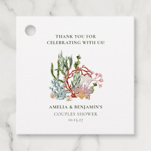Underwater Sea Coral Shells Couples Shower Favor Tags