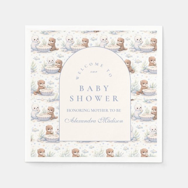 Underwater Sea Creatures Baby Shower Napkins (Front)